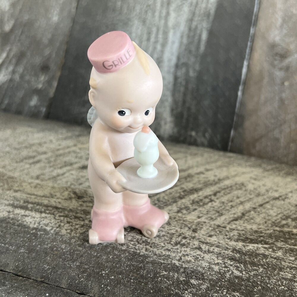 Rose O'Neill Kewpie Waitress Figurine Ceramic  Vintage Jesco